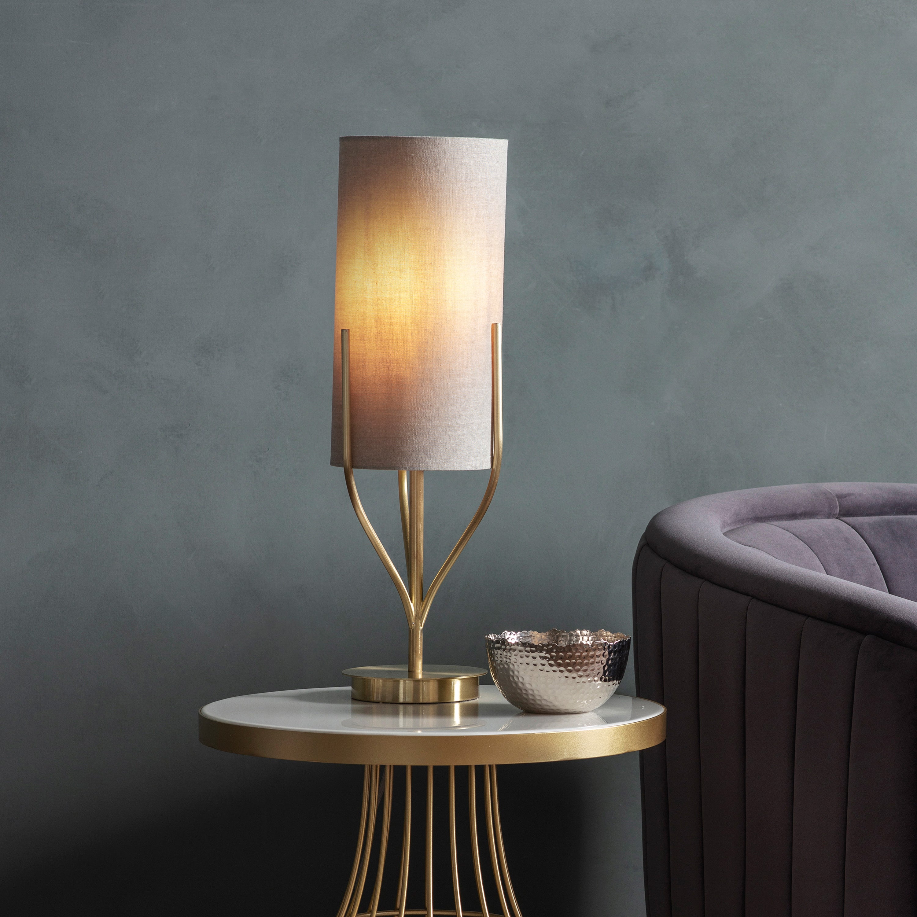 Alassio Gold & Natural Linen Table Lamp